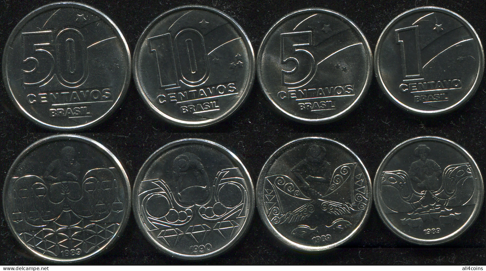 Brazil Coins Set #13. 1989-1990 (4 Coins. AUnc-Unc) - Brazil