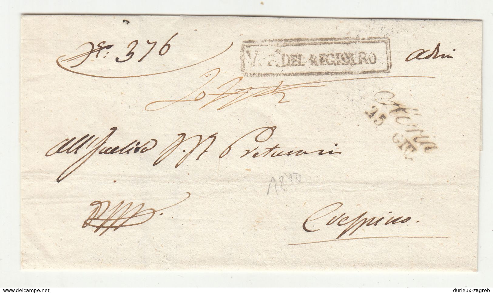 Italy Prephilately Letter Cover Posted 1840 B240401 - 1. ...-1850 Prephilately