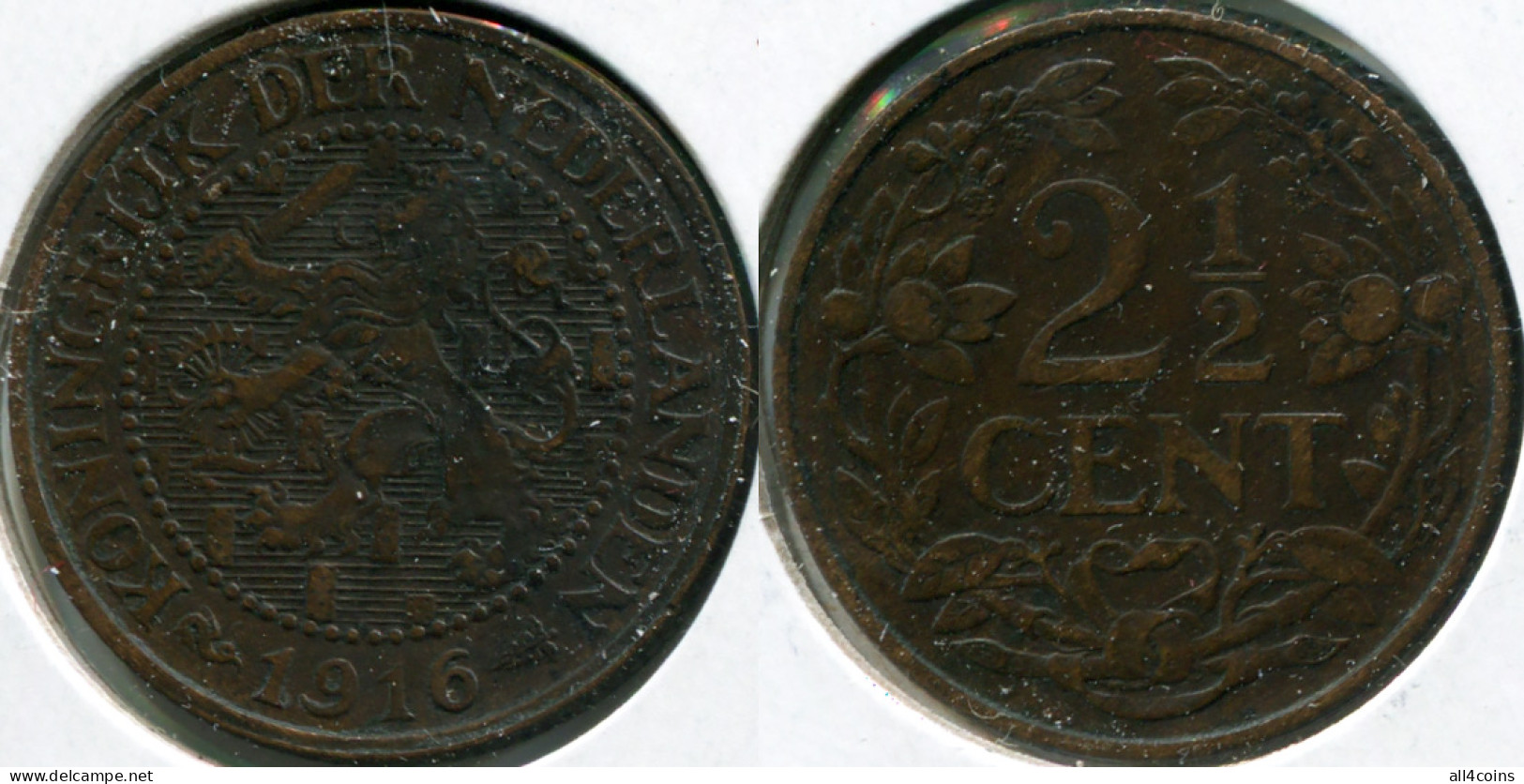 Netherlands. 2 1/2 Cent. 1916 (Coin KM#150. AUnc) - 2.5 Centavos