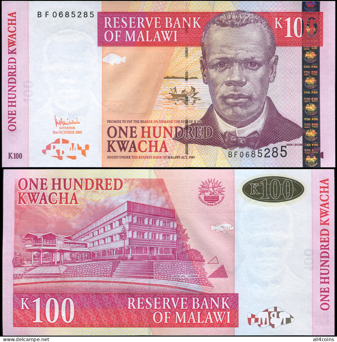 Malawi 100 Kwacha. 31.10.2005 Unc. Banknote Cat# P.46d - Malawi