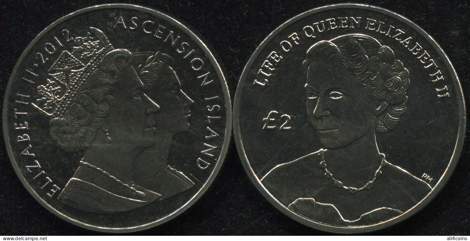 Ascension Island. 2 Pounds. 2012 (Coin KM#21. Unc) Life Of Queen Elizabeth II - Ascension Island