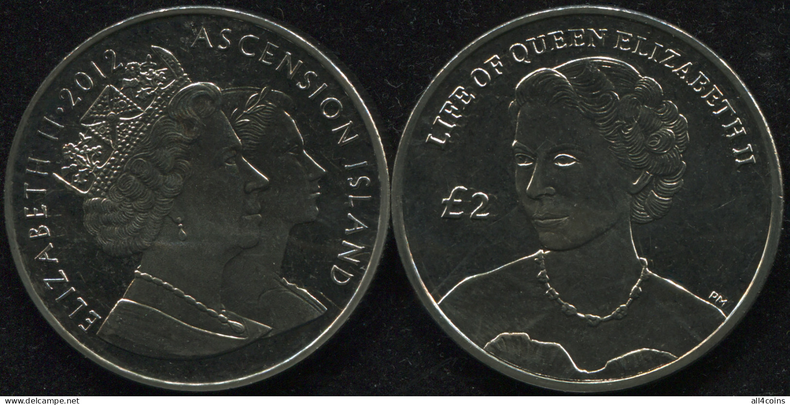 Ascension Island. 2 Pounds. 2012 (Coin KM#21. Unc) Life Of Queen Elizabeth II - Ascensione