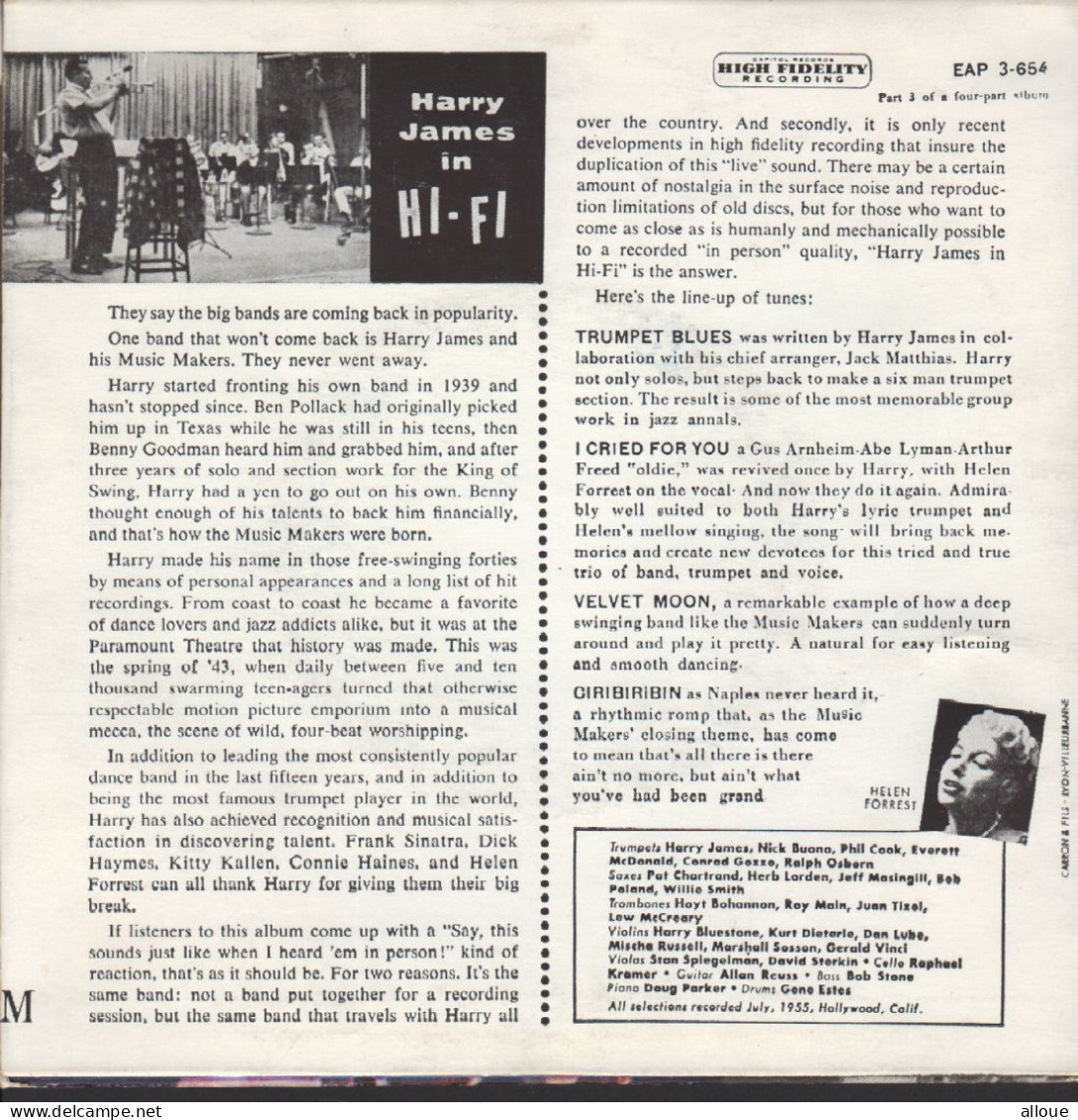 HARRY JAMES IN HI-FI - FR EP - TRUMPET BLUES + 3 - Jazz