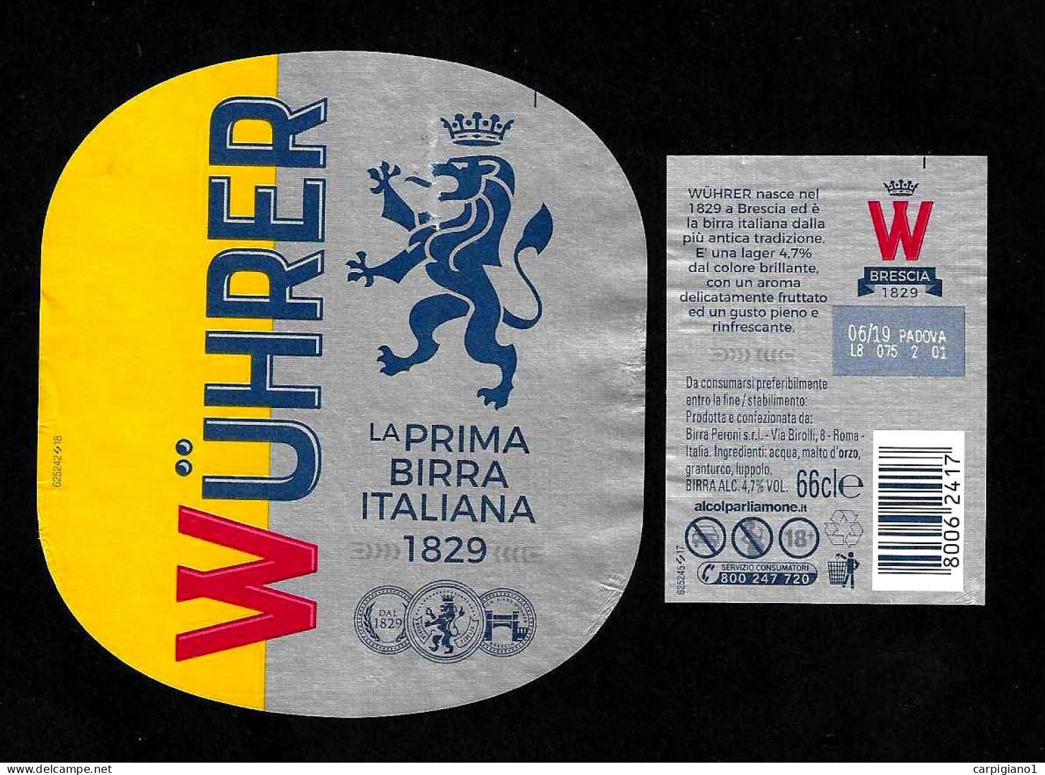 ITALIA ITALY - 2019 Etichetta Birra Beer Bière WUHRER La Prima Birra Italiana 1829 - Birra