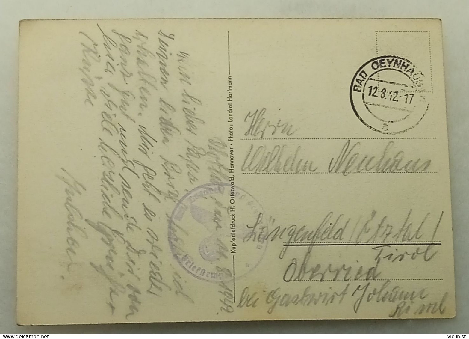 Germany-Widukindkreis Herford-Blick Von Burg Vlotho Zug Porta Westfalicfa-Postmark Bad Oeynhausen 1942. - Herford