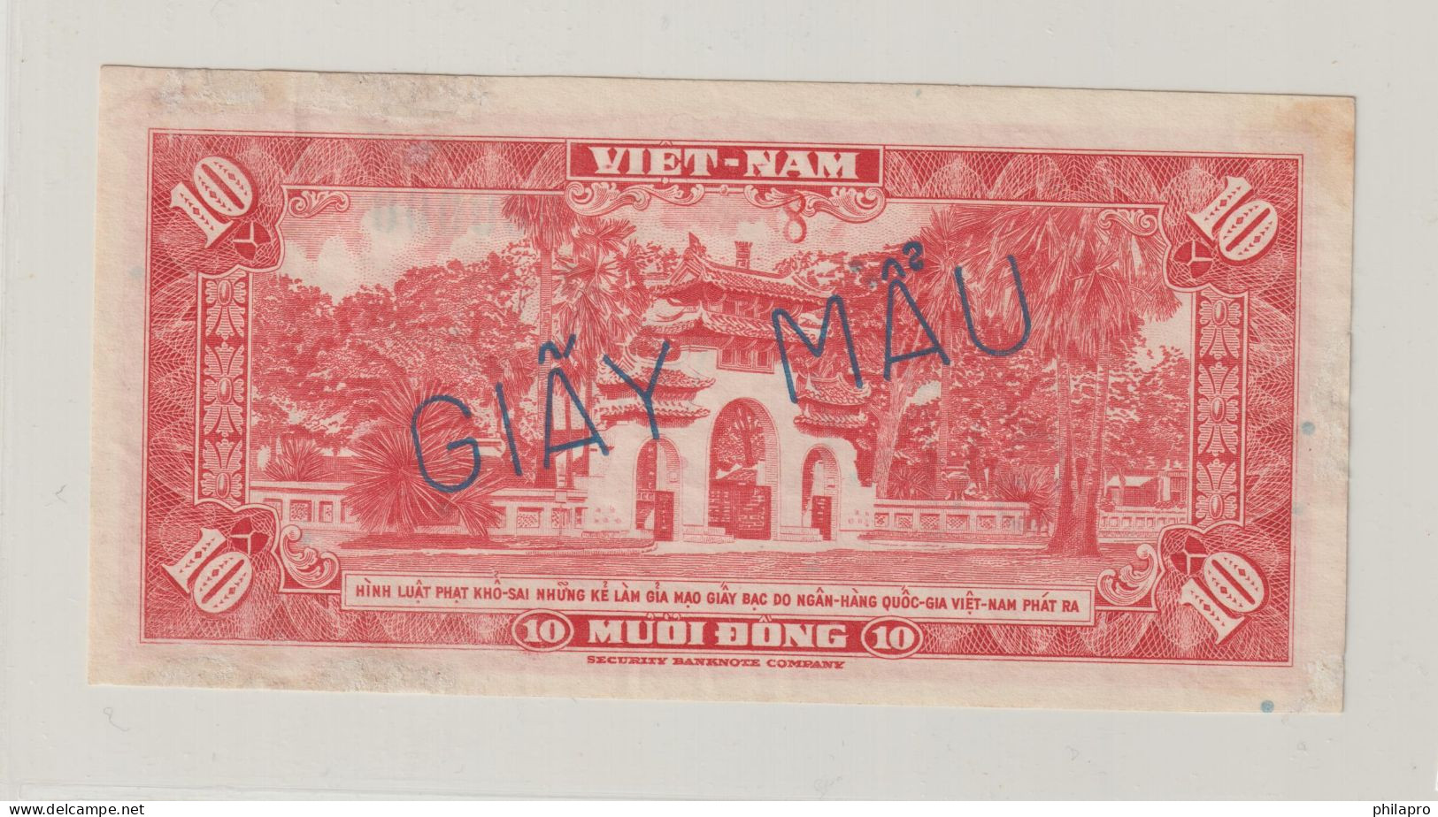 S.Vietnam  SPECIMEN 10 Dong 1962  Pick 5s  Bad Condition   Ref MM - Viêt-Nam