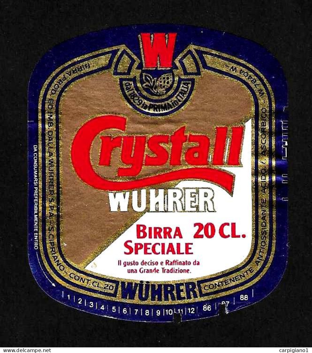 ITALIA ITALY - 1987 Etichetta Birra Beer Bière WUHRER CRYSTALL - Bier