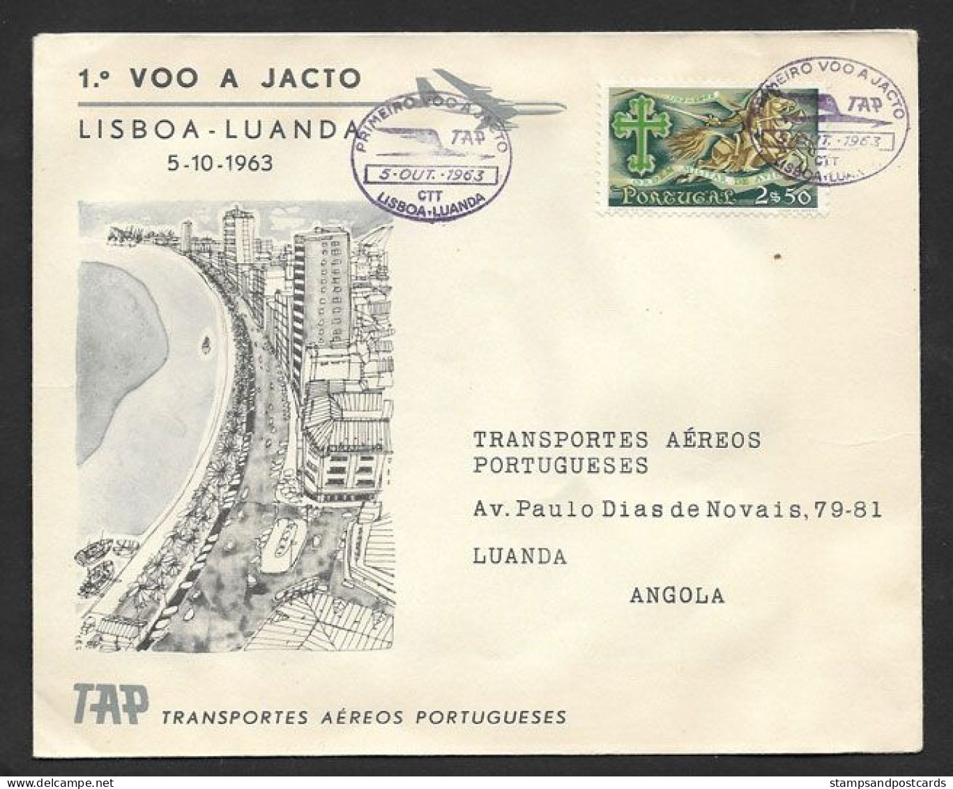 Angola Portugal Premier Vol TAP Avions à Réaction Lisbonne Lisboa Luanda 1963 First Jet Flight Lisbon Angola - Lettres & Documents