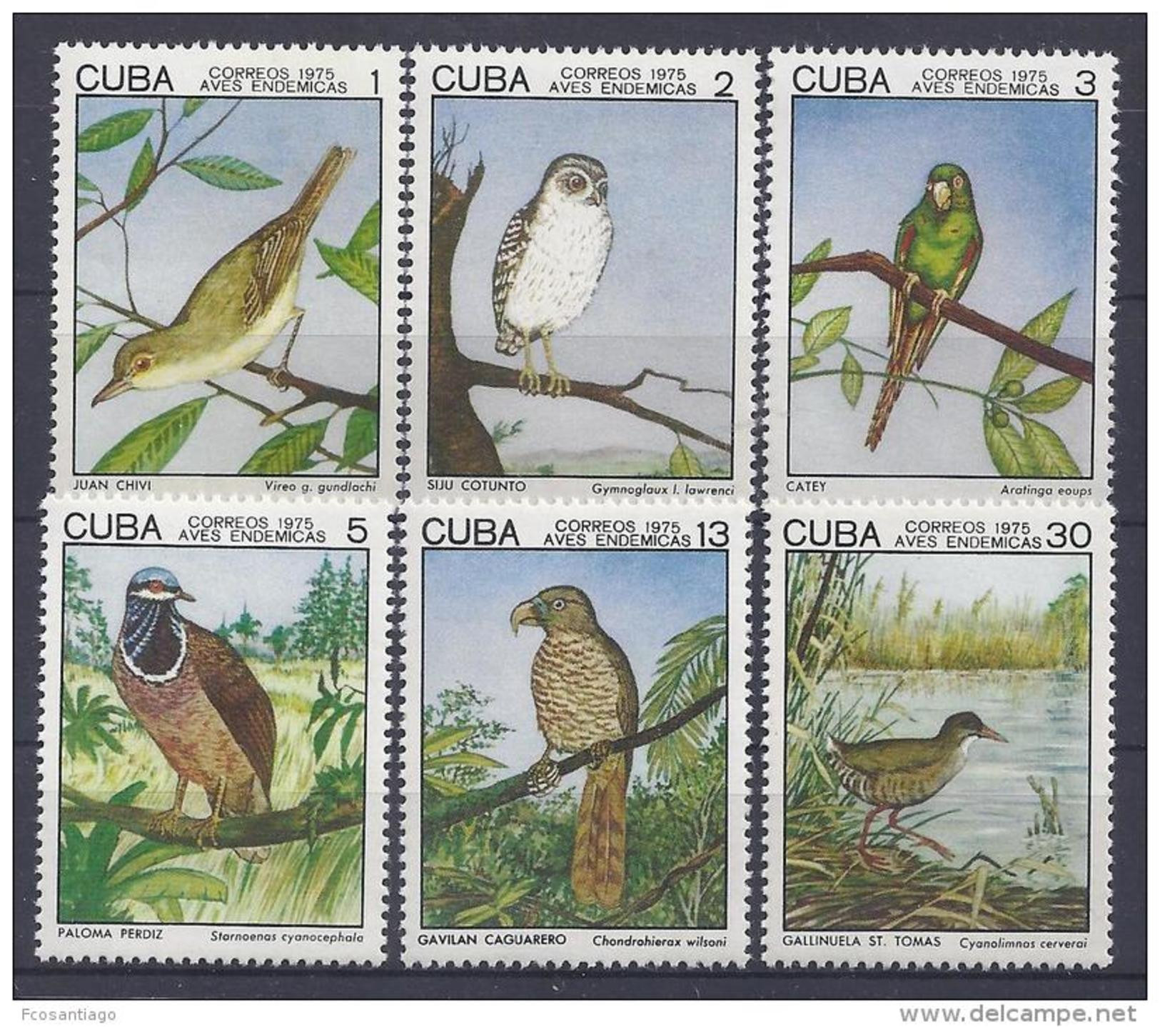 AVES - CUBA 1975 - Yvert #1853/58 - MNH ** - Owls