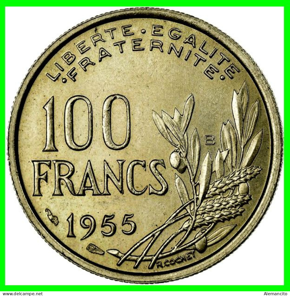 FRANCIA – MONEDA DE 100 FRANCOS AÑOS 1954 – 1958  – ESTA MONEDA ES DEL AÑO 1955 - CANTO ESTRIADO - CUPRONÍQUEL - KM 919 - 100 Francs