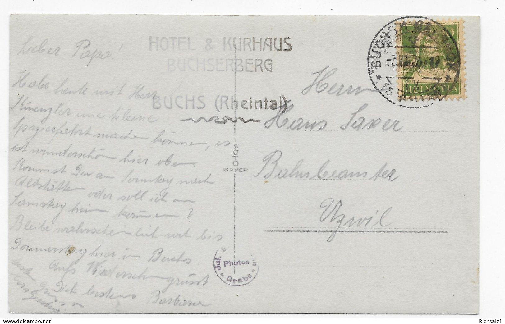 Heimat St.Gallen :  Hotel & Kurhaus Buchserberg Um 1926, Erbaut 1926, Abgerissen 2013 - Buchs