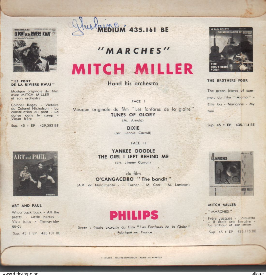 LES FANFARES DE LA GLOIRE  - FR EP - BANDE ORIGINALE DU FILM- 5 MARCHES PAR MITCH MILLER - Música De Peliculas