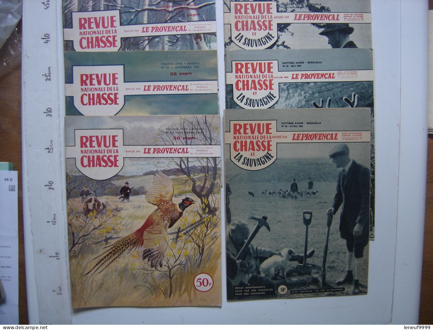 6 Magazines REVUE NATIONALE DE LA CHASSE Le Provencal 10/12-1951 1/1952 4/5/7-1955 - Fischen + Jagen