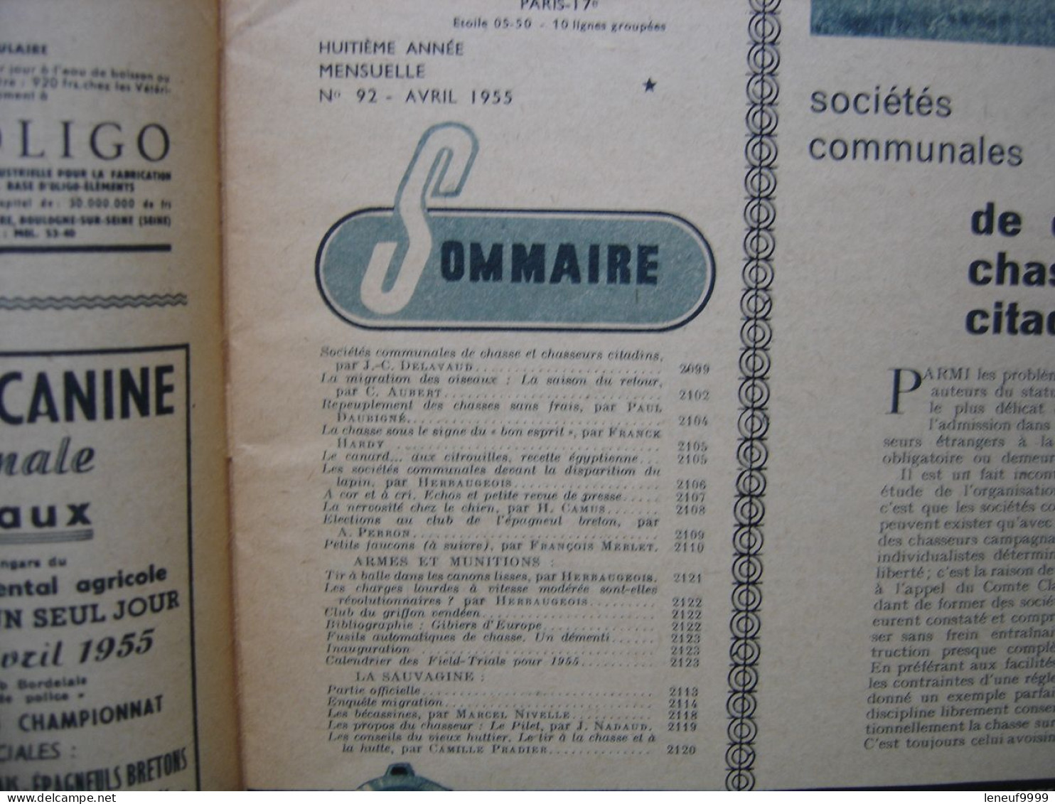 6 Magazines REVUE NATIONALE DE LA CHASSE Le Provencal 10/12-1951 1/1952 4/5/7-1955 - Chasse/Pêche