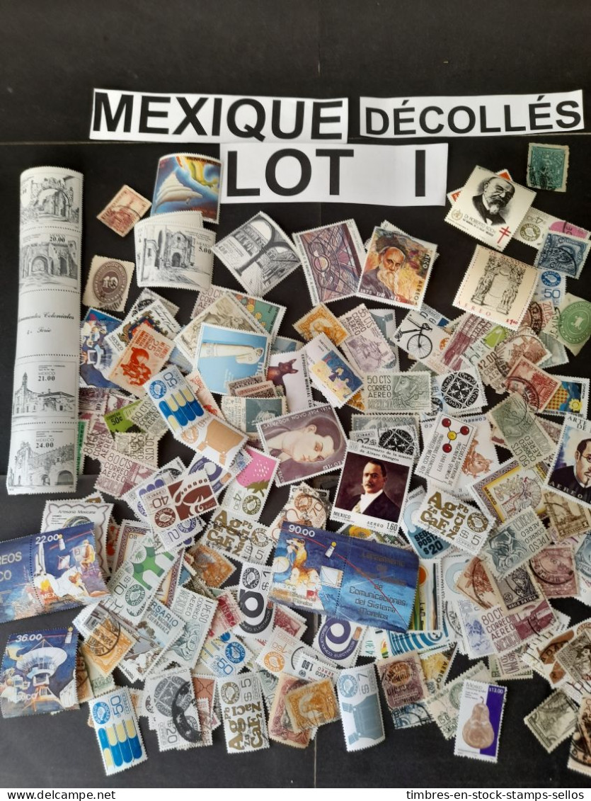 MEXIQUE VRAC 20 G LOT I , DECOLLES, ANCIENS + MODERNES, GRANDS + MOYENS 墨西哥散装 20 克 I 批，脱色，古代 + 现代，大号 + 中号 OFF PAPER - Lots & Kiloware (mixtures) - Max. 999 Stamps