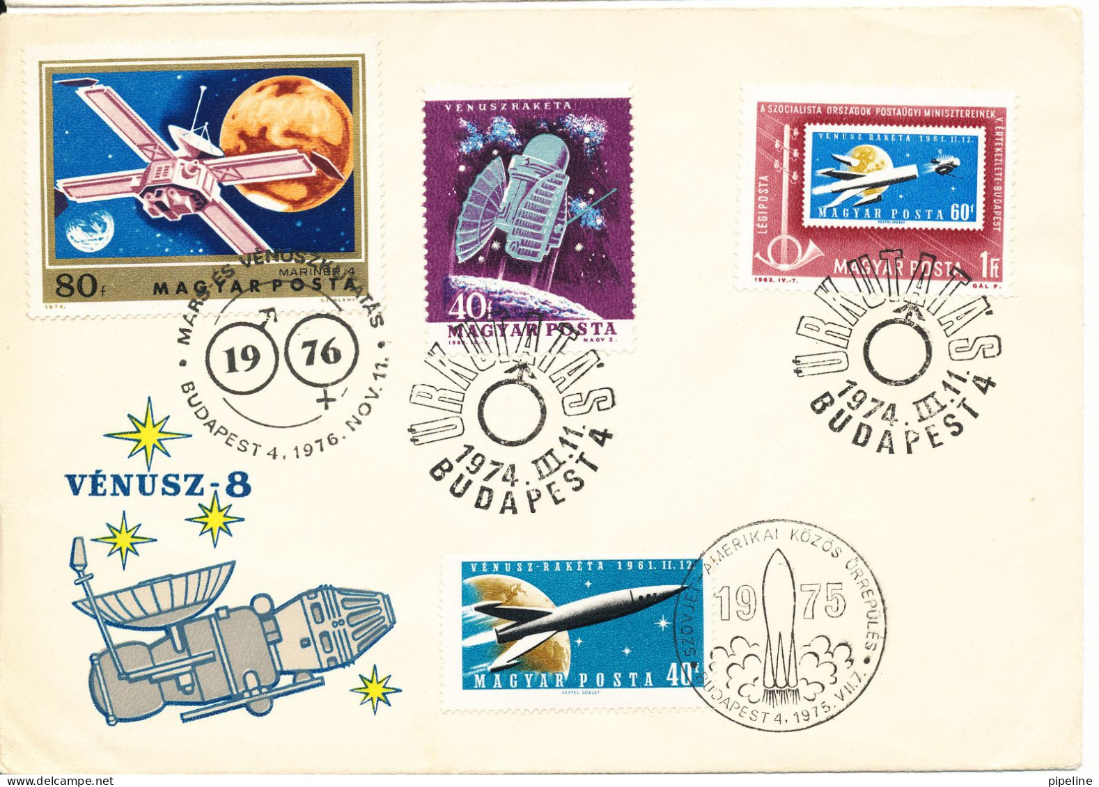 Hungary Cover With Space Stamps And Postmarks 1974 - 1975 - 1976 With Cachet - Covers & Documents