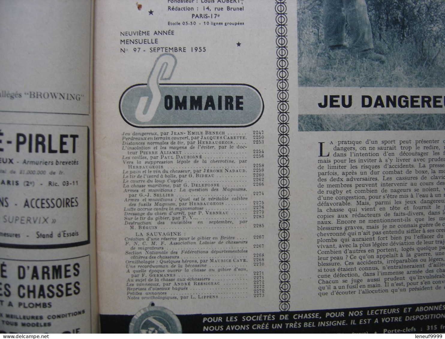 3 Magazines REVUE NATIONALE DE LA CHASSE Le Provencal 9/10-1955 ET 1/1956 - Chasse/Pêche