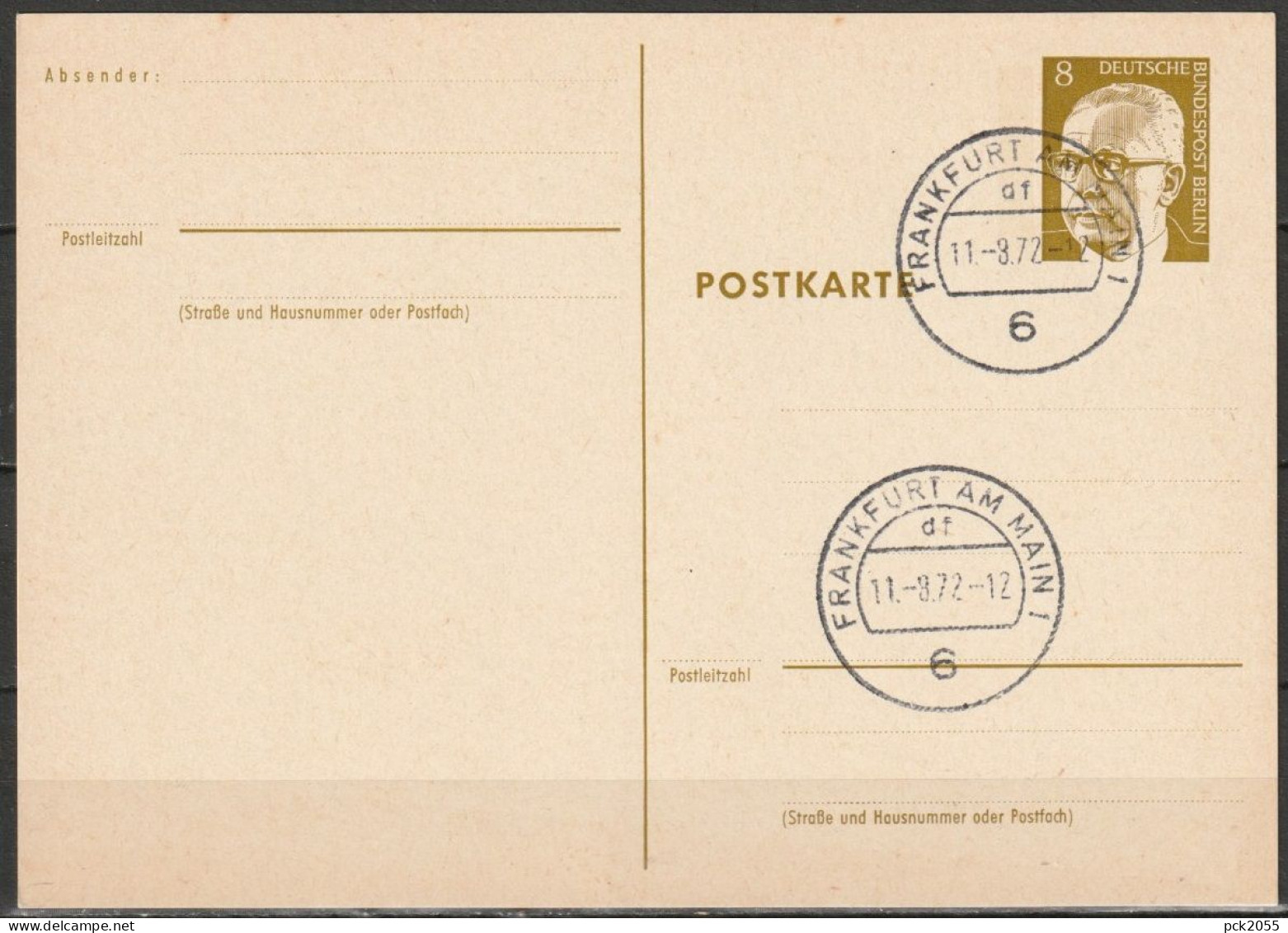 Berlin Ganzsache 1971/72 Mi.-Nr. P 80 Tagesstempel FRANKFURT 11.8.72  ( PK 392 ) - Postkaarten - Gebruikt