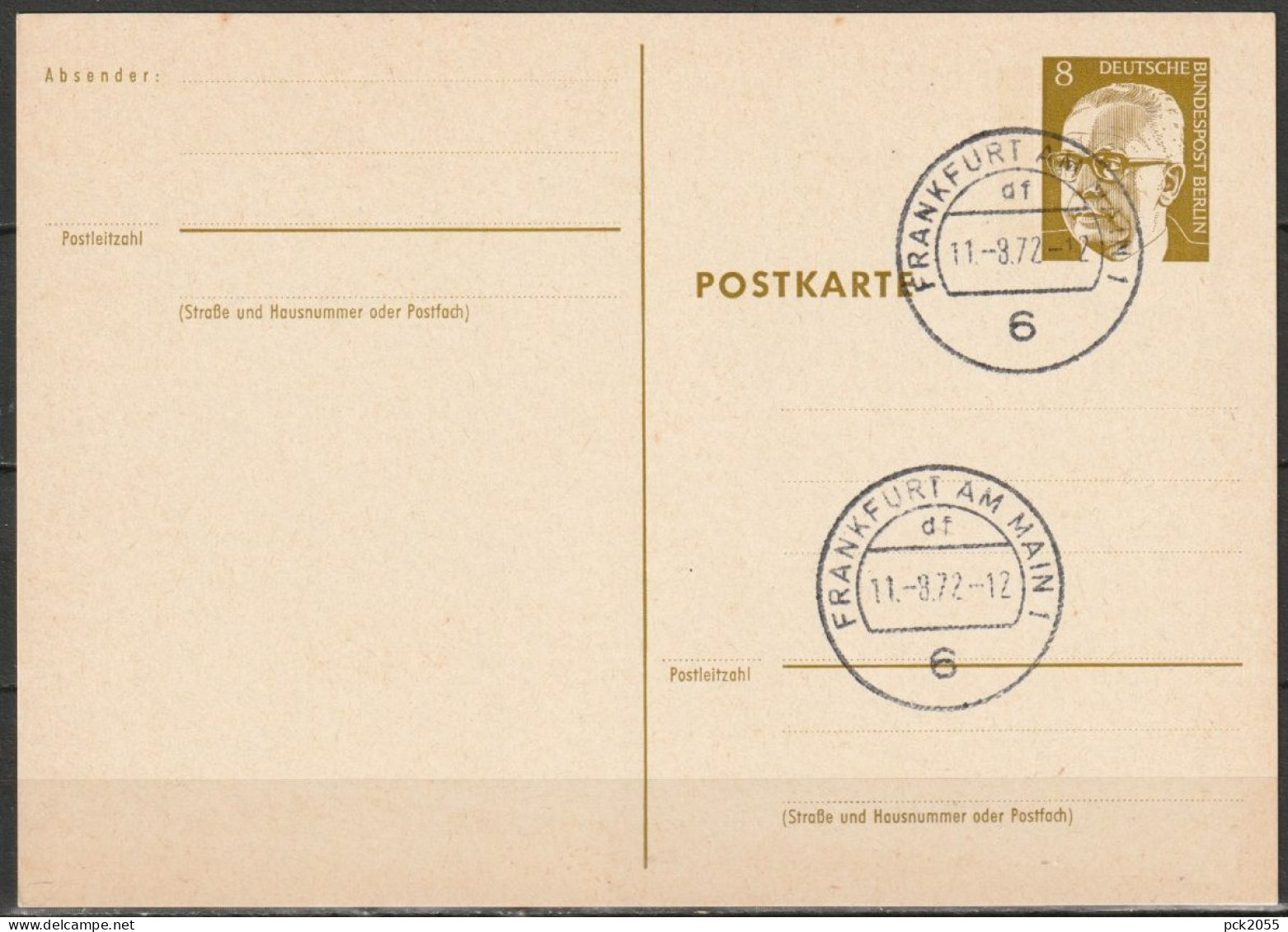 Berlin Ganzsache 1971/72 Mi.-Nr. P 80 Tagesstempel FRANKFURT 11.8.72  ( PK 392 ) - Postkarten - Gebraucht