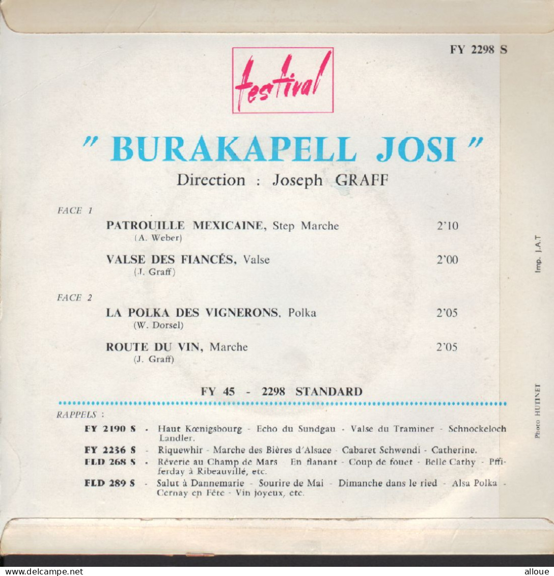 BURAKAPELL JOSI / DIRECTION JOSEPH GRAFF - FOLKLORE D'ALSACE - FR EP - PATROUILLE MEXICAINE + 3 - Musiche Del Mondo