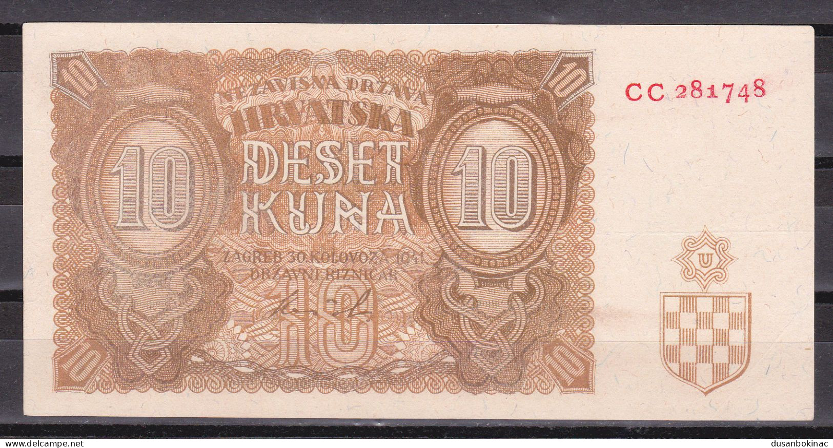 NDH-10 Kuna 1941 AUNC Orange - Croazia