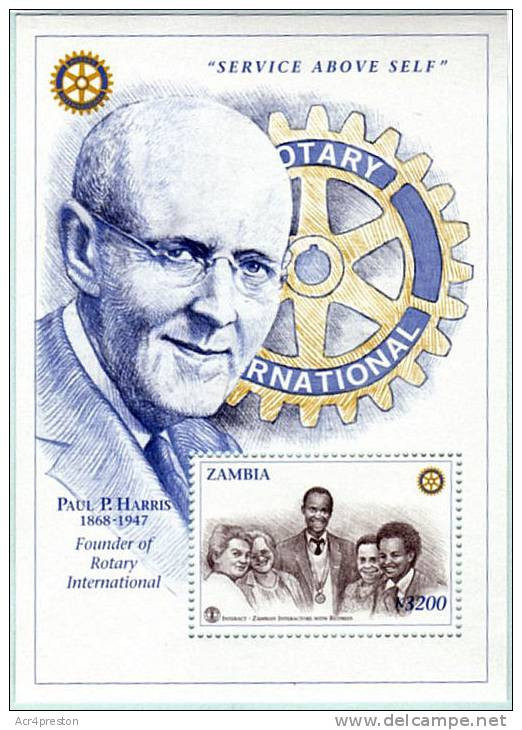 Zm9919 Zambia 1997, 50th Anniv Death Paul Harris, Founder Of Rotary International  M-sheet  MNH - Zambie (1965-...)