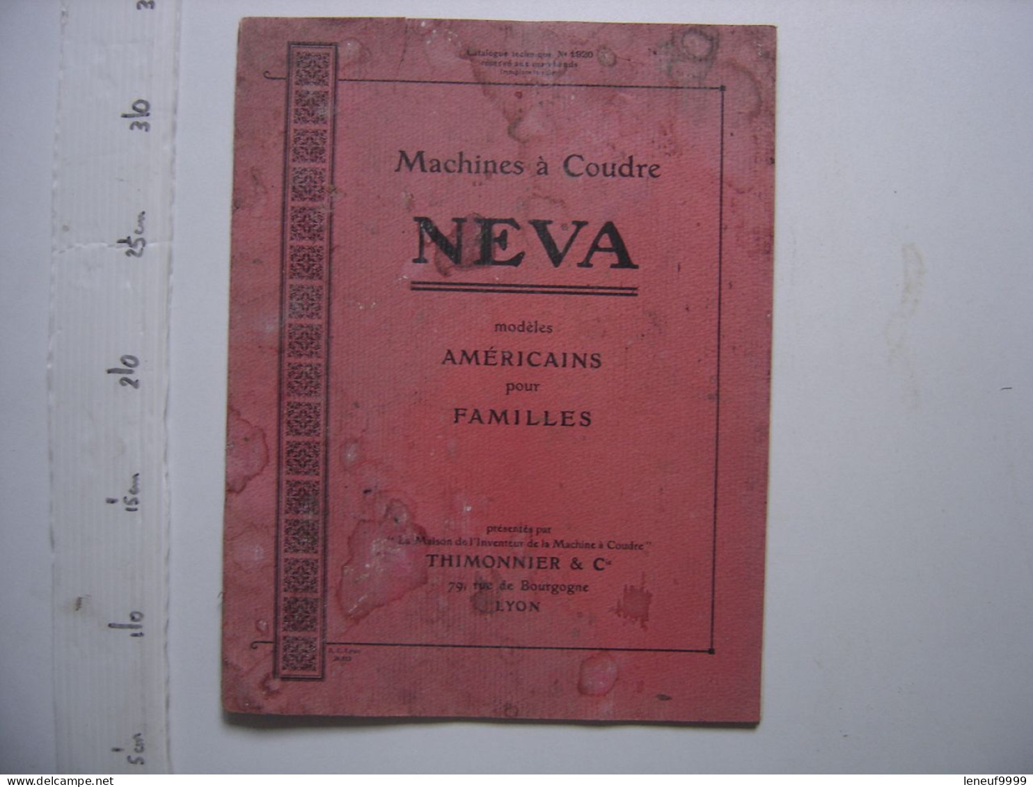 Brochure Catalogue MACHINES A COUDRE NEVA Modeles Americains THIMONNIER Lyon - Bricolage / Técnico