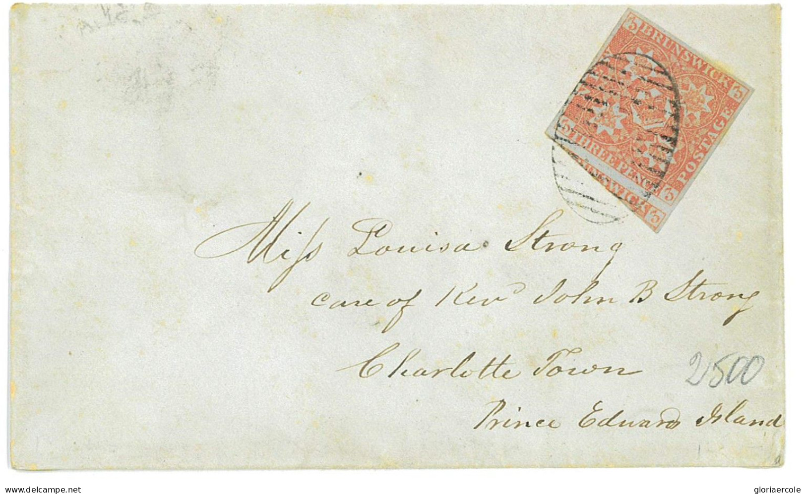 P2855 - NEW BRUNSWICK SG NR. 1 COVER, FROM FREDERICKTON (8.6.1852) TO CHARLOTTE TOWN IN PRINCE EDWARD ISLAND. - Covers & Documents