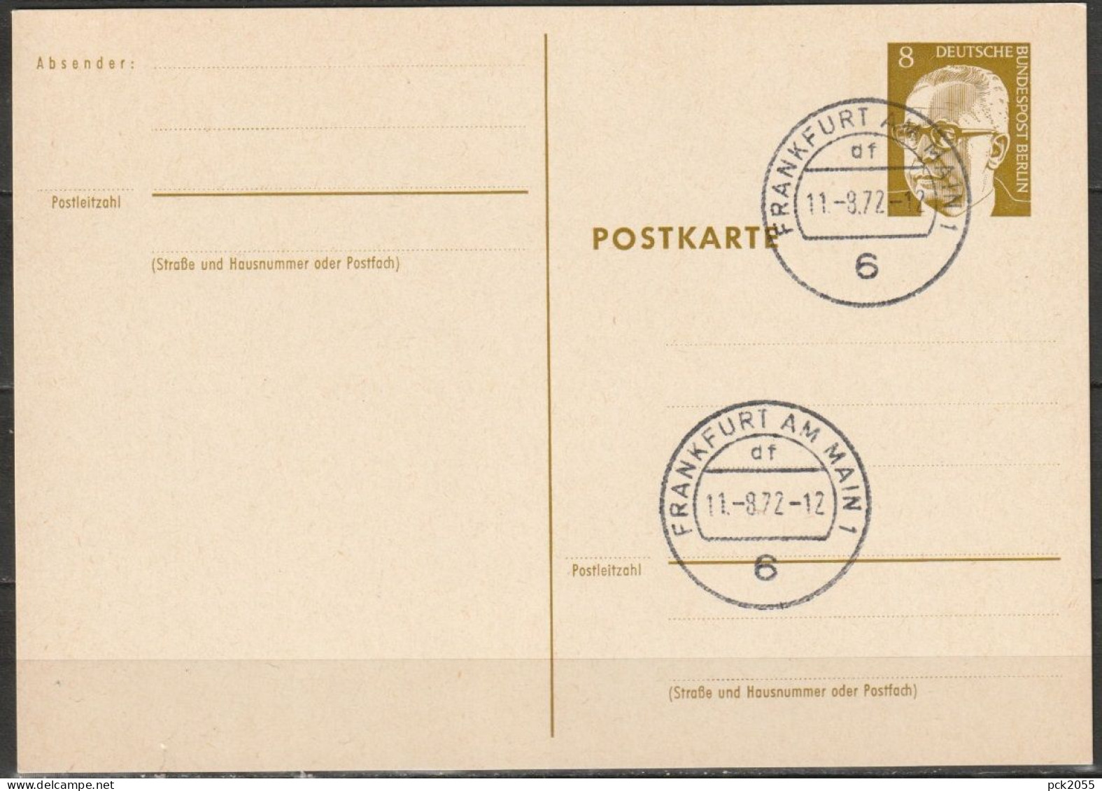Berlin Ganzsache 1971/72 Mi.-Nr. P 80 Tagesstempel FRANKFURT 11.8.72  ( PK 201 ) - Cartes Postales - Oblitérées