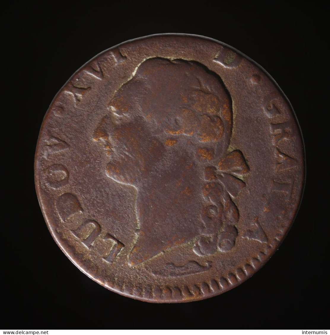 RARE France, Louis XVI, 1 Sol, 1779, Aix, Cuivre (Copper), TB+ (VF),
KM#578.17, G.350 - 1774-1791 Ludwig XVI.