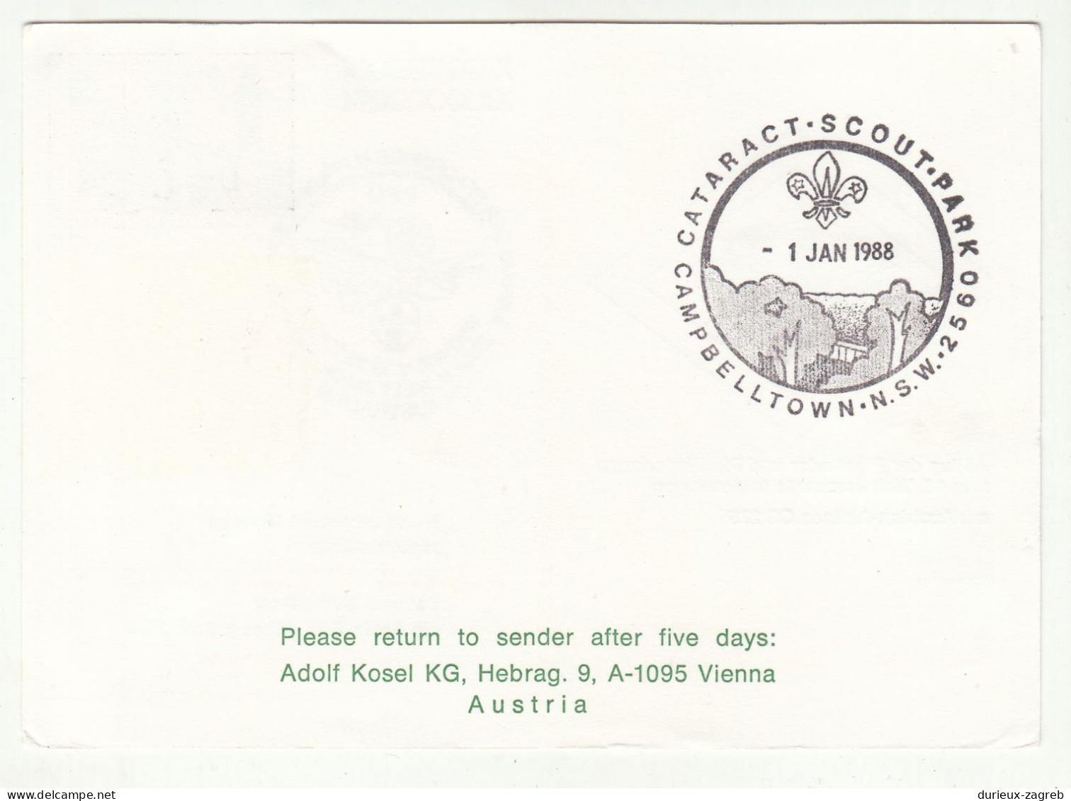 Austria Abflug Der Pfadfinder To Jamboree In Australia Special Postcard And Postmark Posted 1988 To Australia B240401 - Briefe U. Dokumente