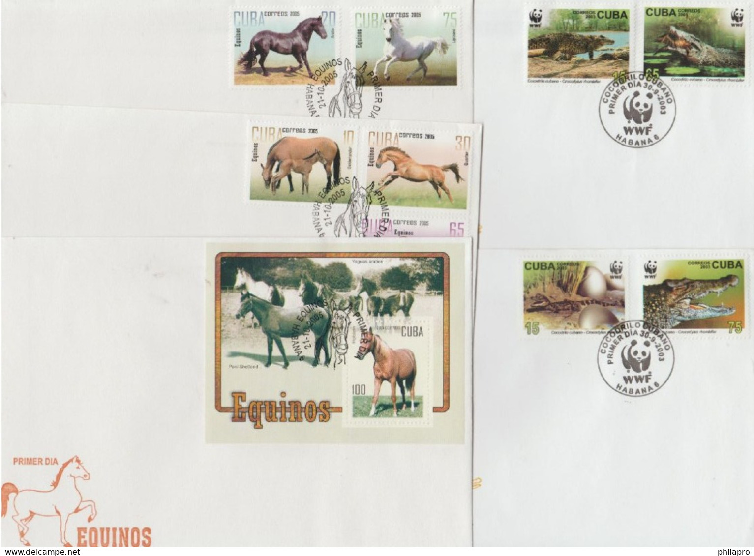 CUBA  Lot  4 SETS 11 FDC  ANIMAUX CHIEN  CHAT CHEVAUX VF   Réf  T  1487 - Sonstige & Ohne Zuordnung