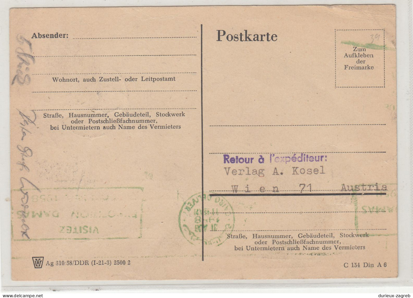 Germany DDR 1958 ČSA Praha-Cairo TU104 First Flight Card Posted  B240401 - Andere (Lucht)