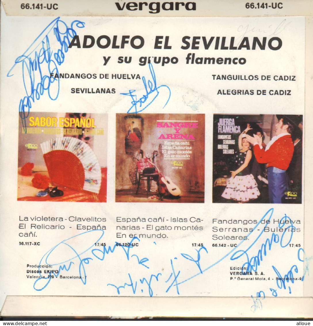 ADOLFO EL SEVILLANO Y SU GRUPO FLAMENCO - ESPAGNE EP - FANDANGOS DE HUELVA  + 3 - Musiques Du Monde