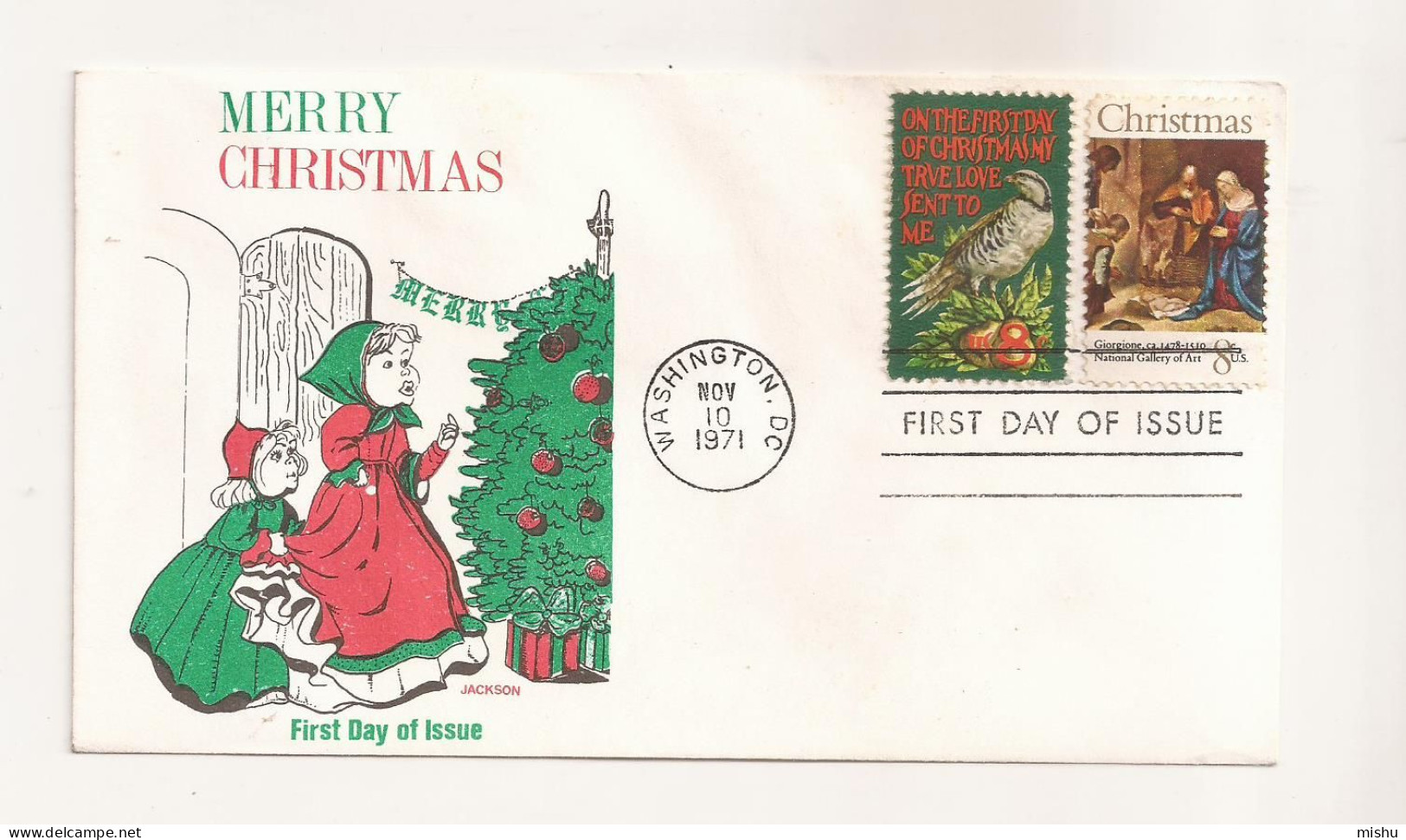 P7 Envelope FDC-USA - Merry Christmas - First Day Of Issue ,uncirculated 1971 - Autres & Non Classés