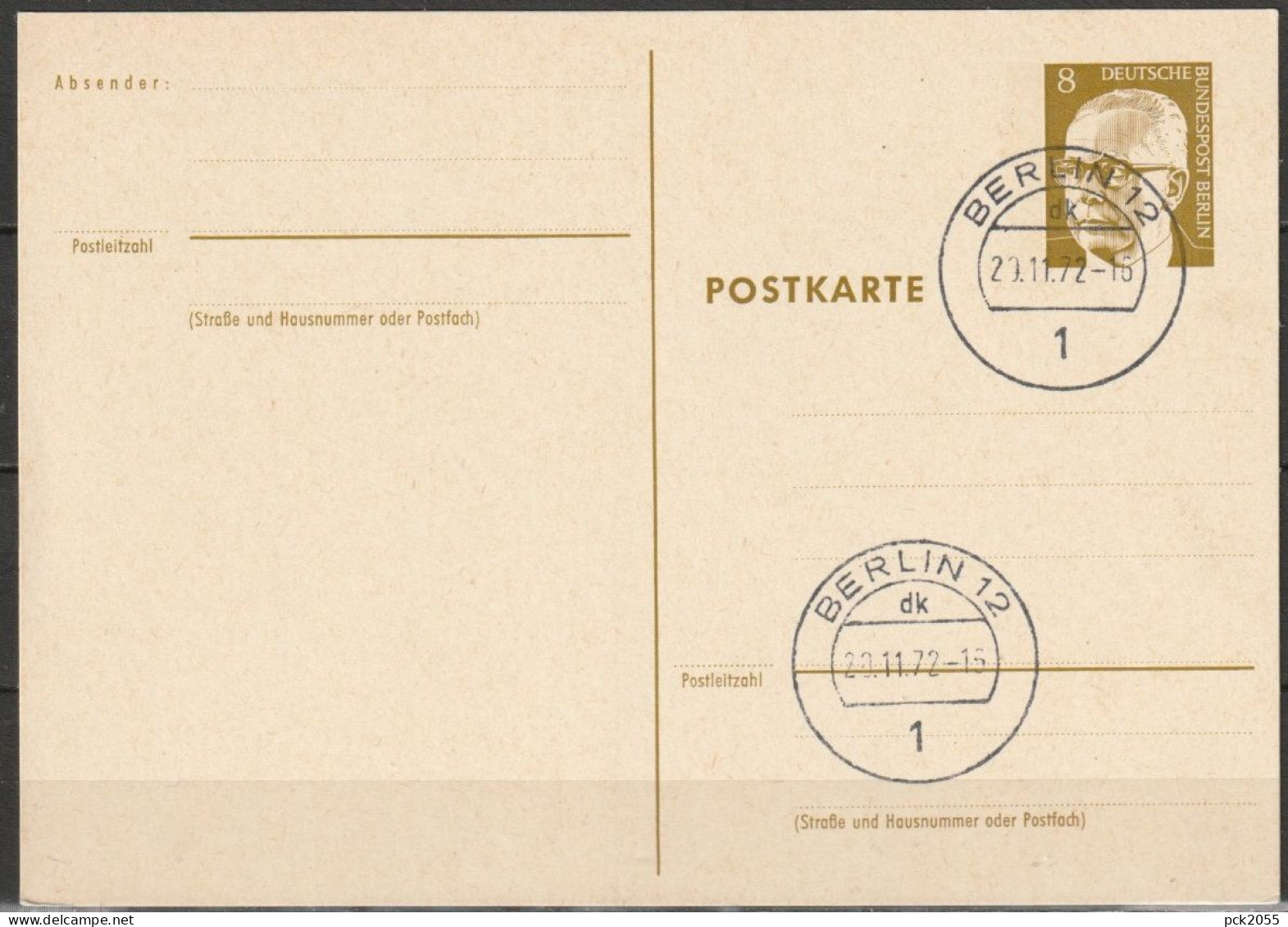 Berlin Ganzsache 1971/72 Mi.-Nr. P 80 Tagesstempel BERLIN 20.11.72  ( PK 207 ) - Cartes Postales - Oblitérées
