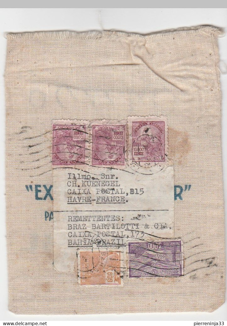 Lettre Brésil En Tissu Pour échantillon De Café Direction Le Havre - Brieven En Documenten