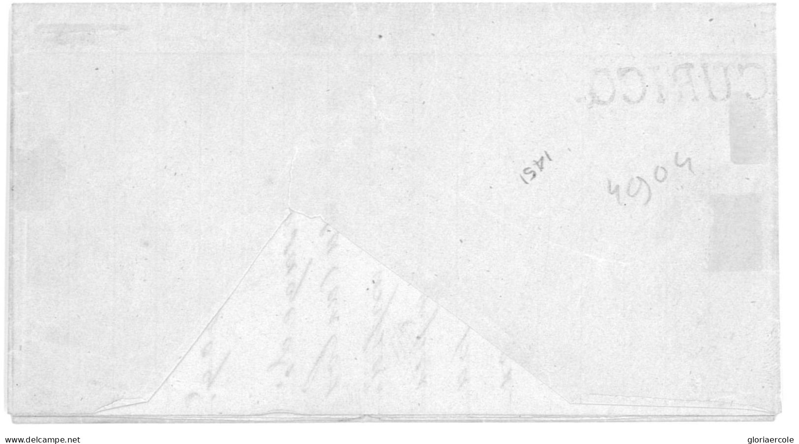 P2859 - CHILE YVERT 6 BLUE (SHADES) DIAGONAL CUT ON LETTER, FROM LINARES (PRESTAMP STRIKE RED) 25.01.1858, TO SANTIAGO - Capo Di Buona Speranza (1853-1904)
