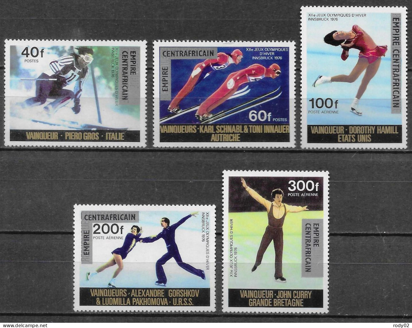 CENTRAFRIQUE - JEUX OLYMPIQUES D'HIVER A INNSBRUCK  - N° 297 ET 298, PA 175 A 177 ET BF 17 - NEUF** MNH - Invierno 1976: Innsbruck