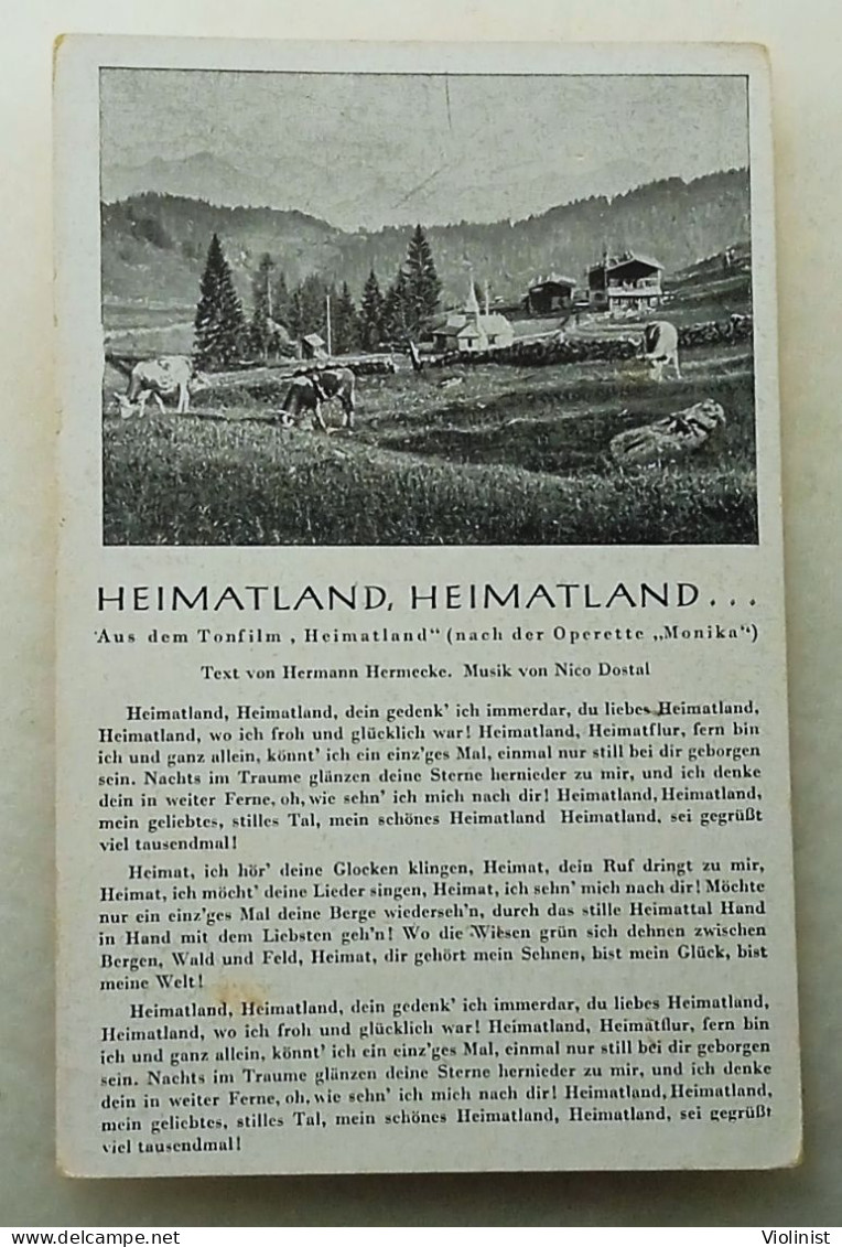 Germany-Song Postcard Heimatland, Heimatland-Aus Dem Tonfilm - Patriotic
