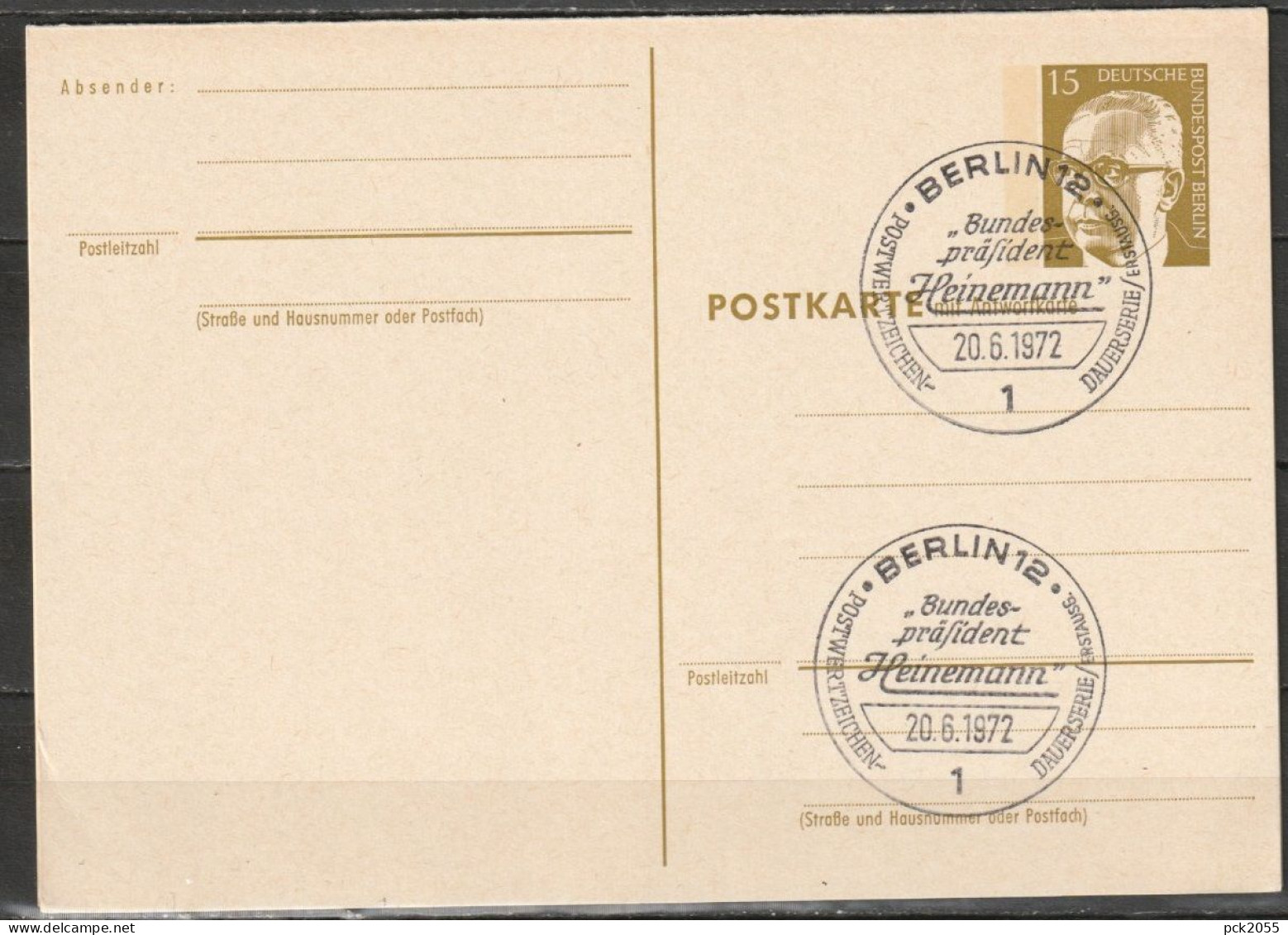 Berlin Ganzsache 1971/72 Mi.-Nr. P 87 Ersttagsstempel BERLIN 20.6.72  ( PK 208 ) - Postcards - Used
