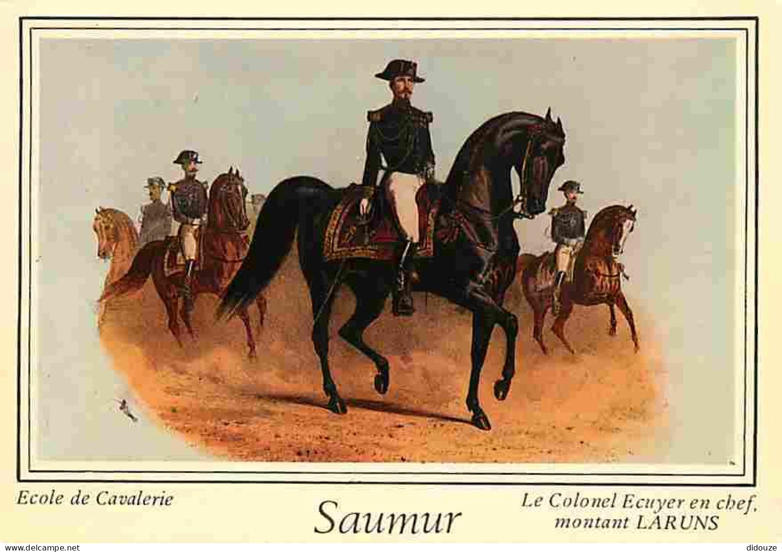 Art - Peinture - Gravure Lithographie Ancienne - Saumur - Ecole De Cavalerie - Le Colonel Ecuyer En Chef,montant Laruns  - Malerei & Gemälde