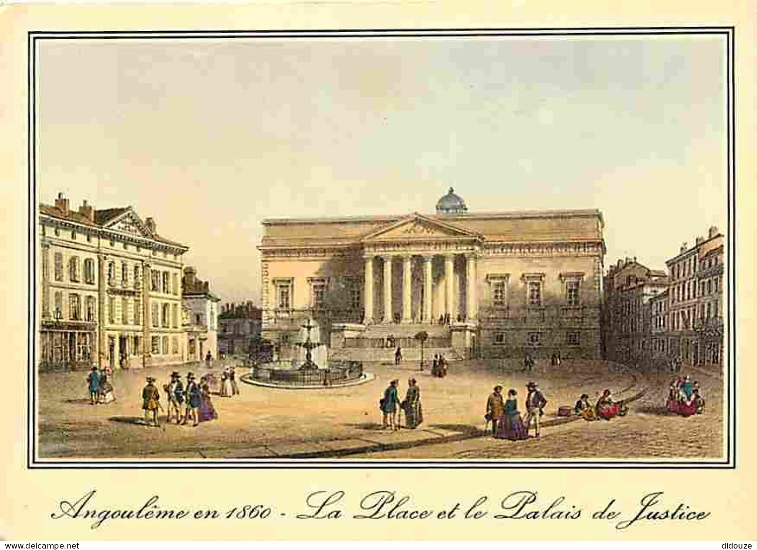 Art - Peinture - Gravure Lithographie Ancienne - Angouleme - Vieille Gravure De 1860 - La Place Et Le Palais De Justice  - Malerei & Gemälde
