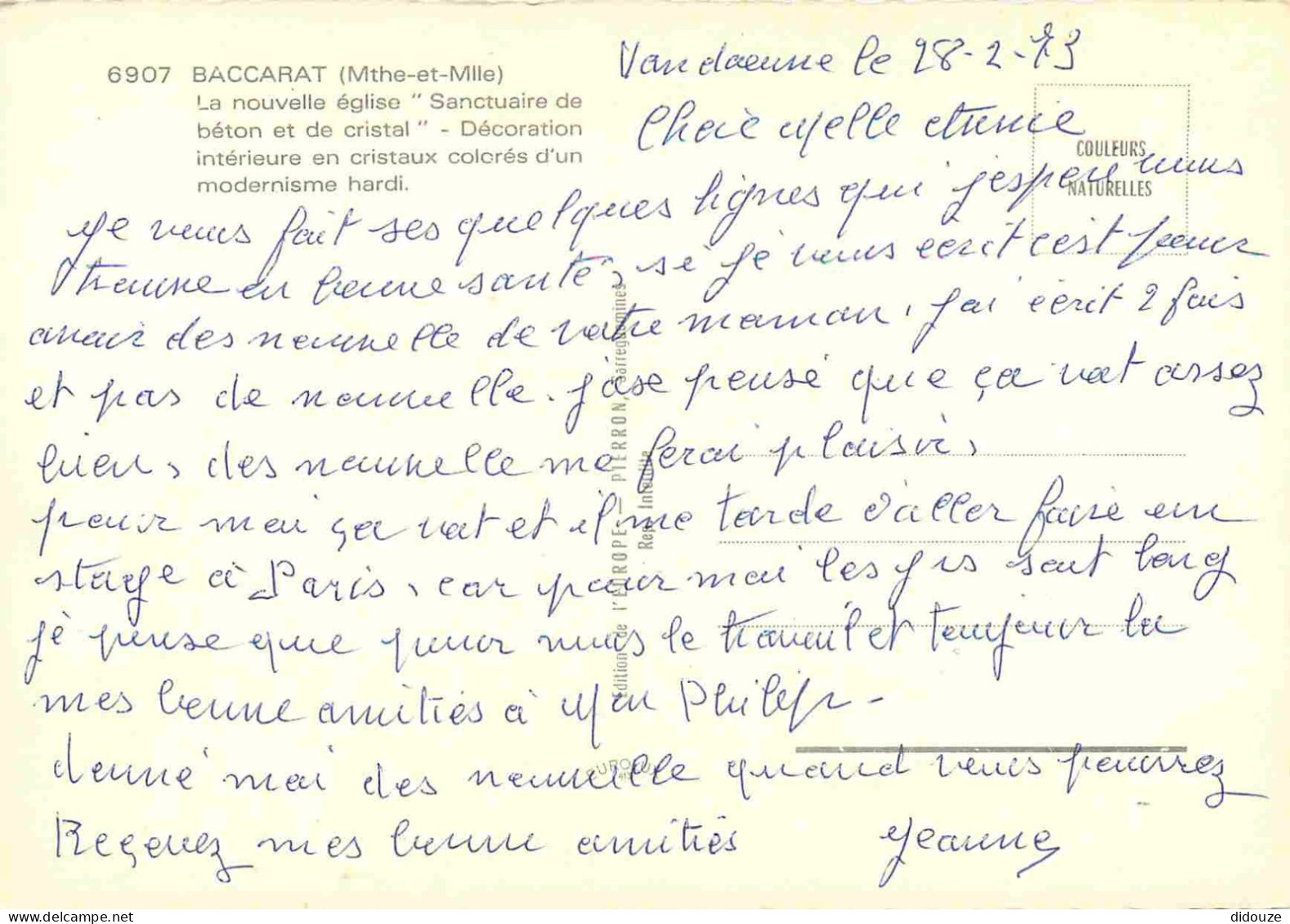 54 - Baccarat - La Nouvelle église - Carte Dentelée - CPSM Grand Format - Voir Scans Recto-Verso - Baccarat