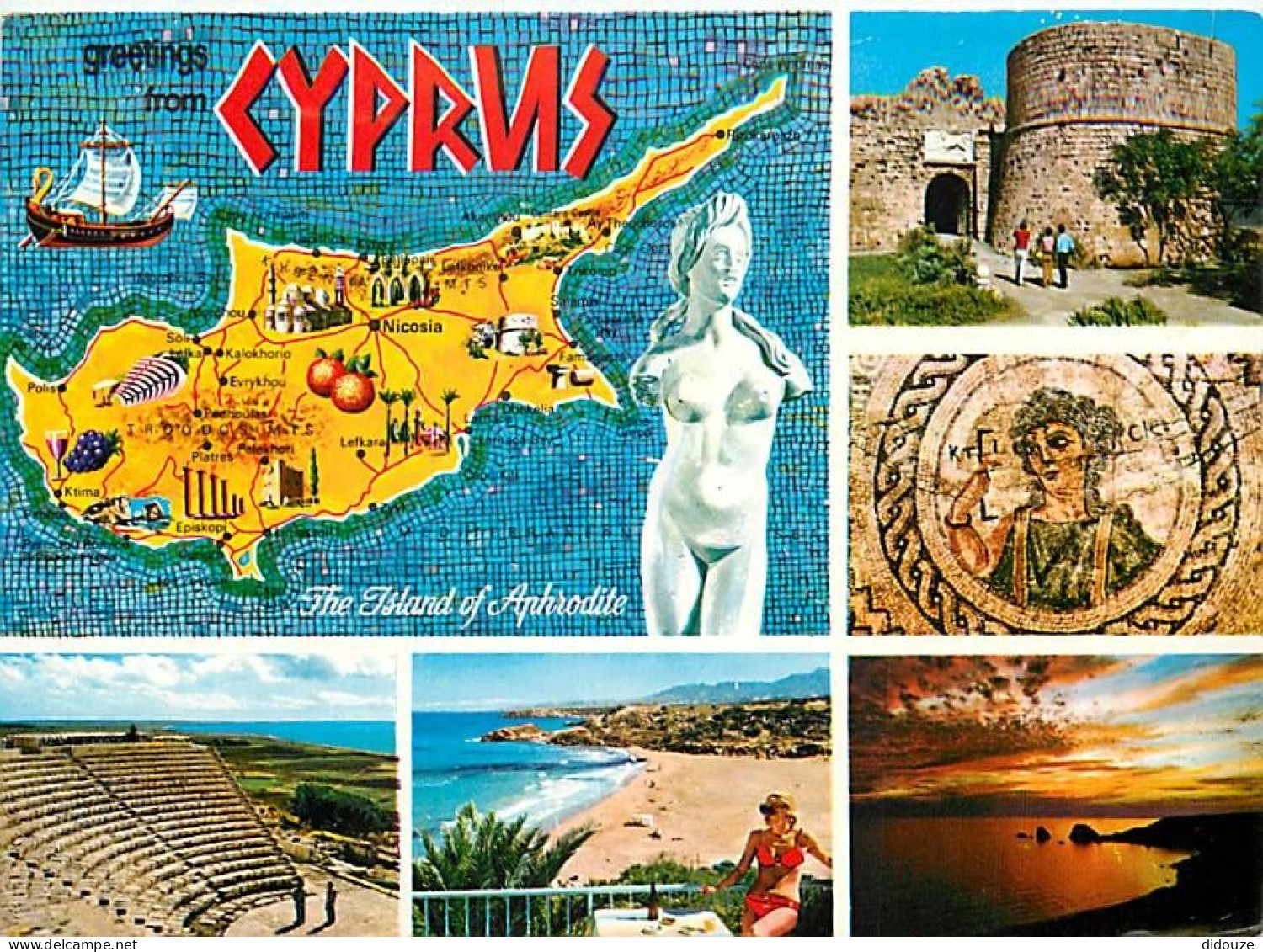 Chypre - Cyprus - Multivues - Carte Géographique - Mosaique - CPM - Voir Scans Recto-Verso - Chipre