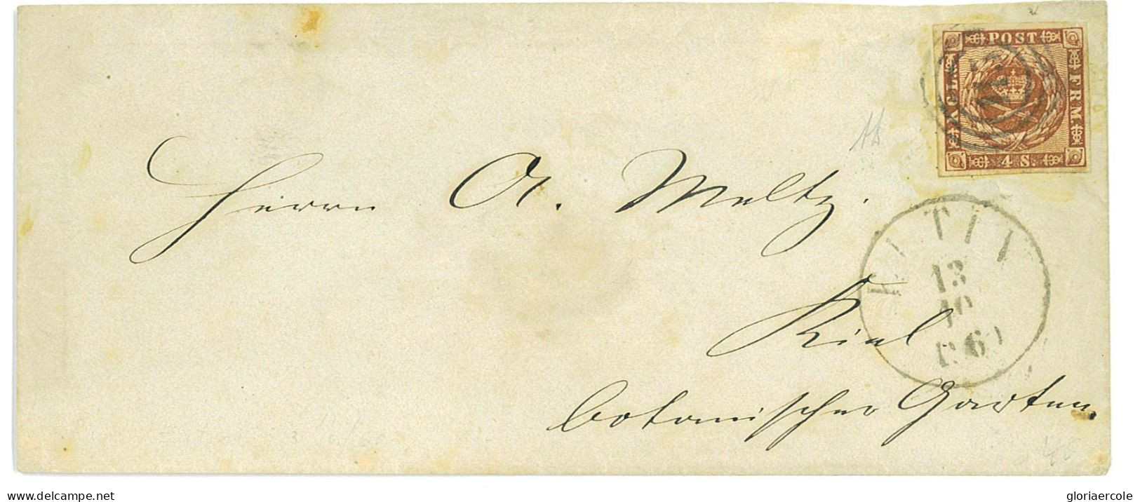 P2862 - DENMARK YVERT NR. 8 1860 FROM EUTIN, NUMBER CANCELLATION 115. - Cartas & Documentos