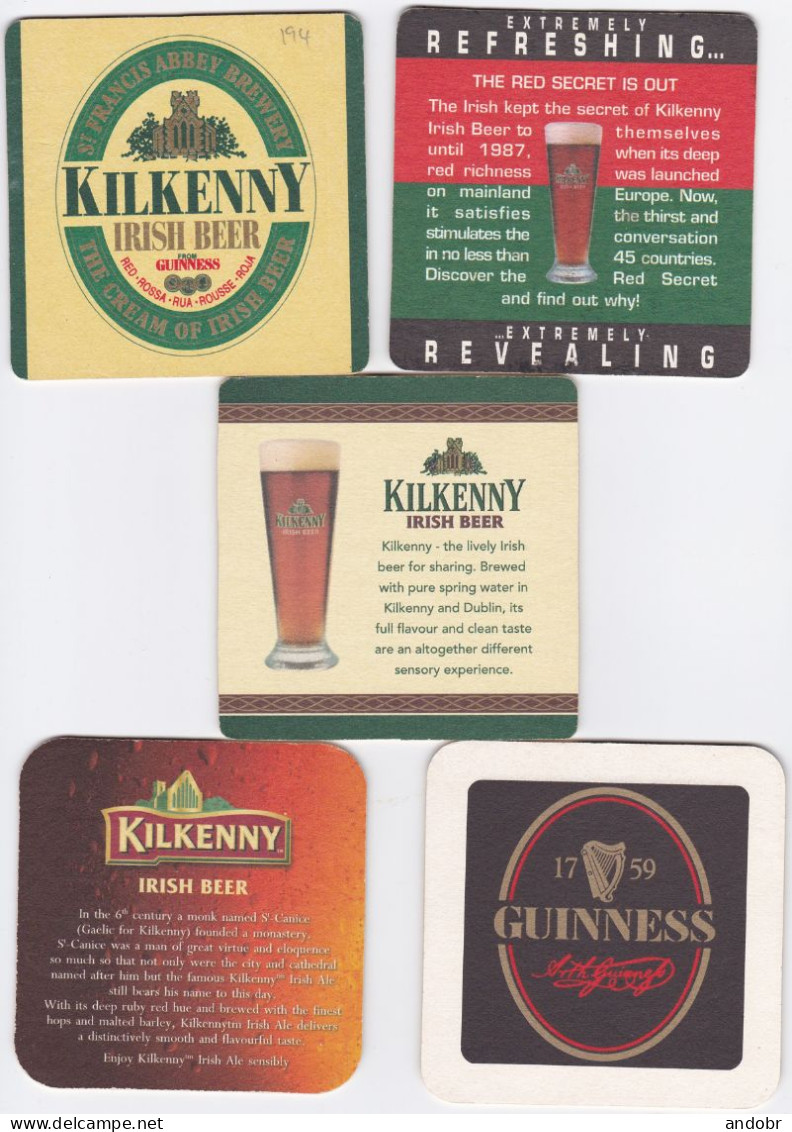 Set Of 5 Different Beer Mats/coasters KILKENNY - Sotto-boccale