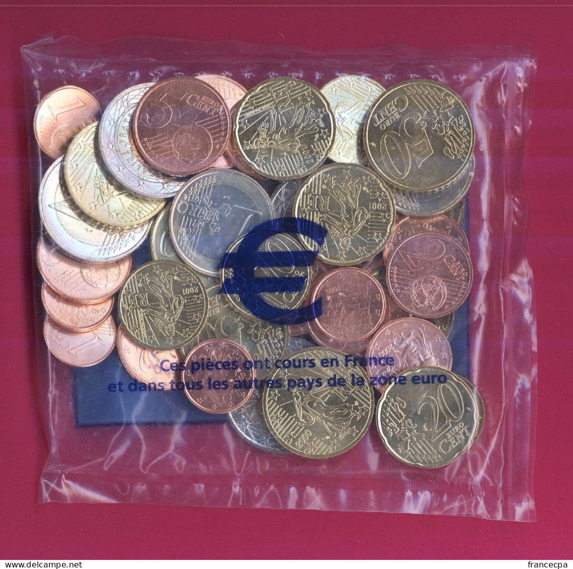 Collection D'EURO - 1er Sachet D'Euros 40 Pièces De Monnaie Différentes Française. Jamais Ouvert. - France