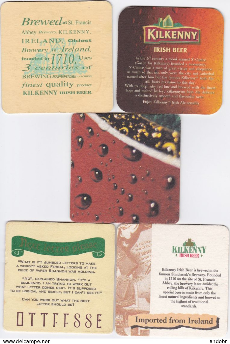 Set Of 5 Different Beer Mats/coasters KILKENNY - Sotto-boccale