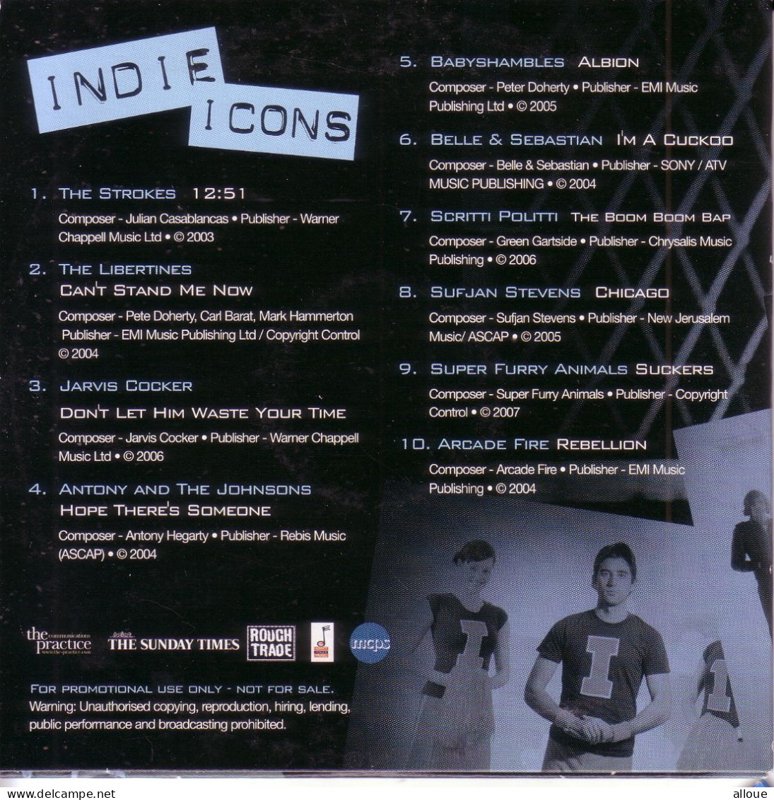 INDIE ICONS - CD PROMO THE SUNDAY TIME POCHETTE CARTON - THE STROKES-THE LIBERTINES- - Other - English Music